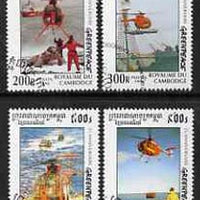 Cambodia 1997 Greenpeace Helicopters complete set of 4 values cto used