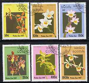 Laos 1997 Orchids complete set of 6 values cto used, SG 1563-68