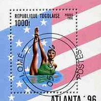 Togo 1996 Atlanta Olympic Games (Syncronised Swimming) perf miniature sheet cto used