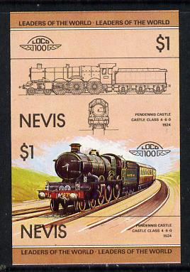 Nevis 1983 Locomotives #1 (Leaders of the World) Pendennis Castle $1 unmounted mint se-tenant imperf pair in issued colours (as SG 138a)