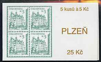 Booklet - Czech Republic 1993 Pilsen 25kc booklet (Stamp on cover) complete and fine containing pane of 5 x Mi 15