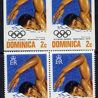 Dominica 1976 Olympic Games 2c (Swimming) imperf pair unmounted mint,,plus normal pair, as SG 517