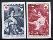 France 1968 Red Cross pair fine unmounted mint imperf singles in issued colours, Yv 1580-1