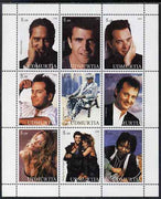 Udmurtia Republic 1999 Hollywood Actors perf sheetlet containing 9 values unmounted mint (Michael Douglas, M Gibson, Tom Hanks,, B Willis, J Nicholson, Bill Murray, Claudia Schiffer, Tina Turner & Whoopi Goldberg)