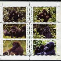 Altaj Republic 2000 Gorillas perf sheetlet containing 6 values unmounted mint