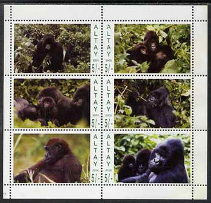 Altaj Republic 2000 Gorillas perf sheetlet containing 6 values unmounted mint