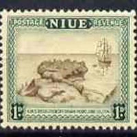 Niue 1950 HMS Resolution 1d brown & blue-green from def set, unmounted mint SG 114*