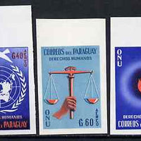 Paraguay 1960 United Nations imperf set of 3, Mi 861-63