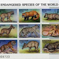 Bhutan 1997 Endangered Animals sheetlet containing set of 9 values unmounted mint