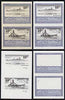 St Vincent - Bequia 1985 Warships of World War 2, 15c HMS Hood unmounted mint set of 4 imperf se-tenant progressive proof pairs comprising printings of blue, black, blue & black plus blue & black with buff background (unvarnished)……Details Below