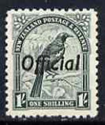 New Zealand 1937 Tui Bird 1s def perf 14 x 13.5 opt'd Official unmounted mint, SG O131