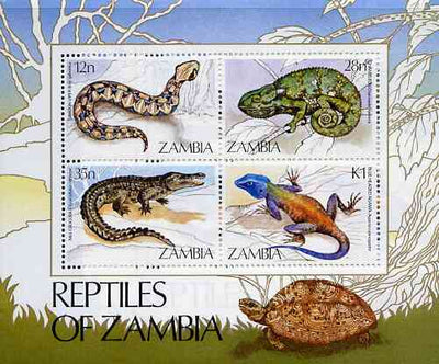 Zambia 1984 Reptiles m/sheet containing set of 4 unmounted mint, SG MS 416