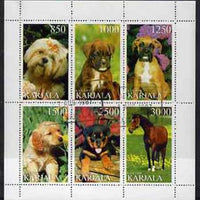 Karjala Republic 1997 Dogs perf sheetlet containing complete set of 6 (5 dogs, 1 horse) cto used