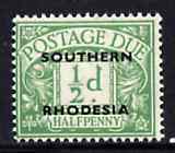 Southern Rhodesia 1951 postage due 1/2d emerald unmounted mint, SG D1*