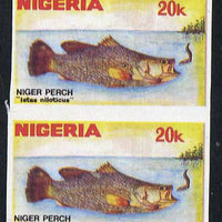 Nigeria 1991 Fishes 20k (Niger Perch) in unmounted mint imperf pair SG 613var