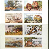 Nagaland 1973 African Wild Animals (Zebra, Giraffe, Crocs, Apes, etc) imperf set of 8 values opt'd CHILDRENS DAY 1973 unmounted mint