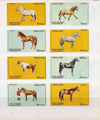 Nagaland 1973 Royal Wedding (Horses) imperf set of 8 values unmounted mint (5c to 1ch)