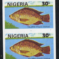 Nigeria 1991 Fishes 30k (Talapia) in unmounted mint imperf pair SG 614var