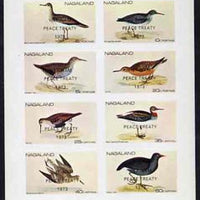 Nagaland 1972 Birds (Sandpiper, Rail, Knot, Dunlin, etc) imperf set of 8 opt'd 'Viet-Nam Peace Treaty 1973' unmounted mint