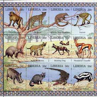 Liberia 1996 Animals perf sheetlet containing complete set of 12 values unmounted mint