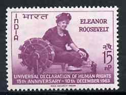 India 1963 Declaration of Human Rights (Eleanor Roosevelt at Spinning Wheel) SG 478 unmounted mint*,,,,,,,,,,,,,,,,,,,,,,,,,,,,,,,,,,