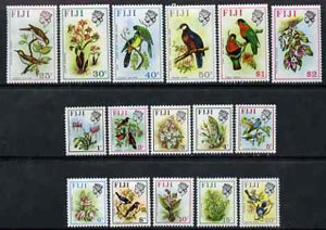 Fiji 1971-72 Birds & Flowers definitive set complete 16 values unmounted mint, SG 435-50