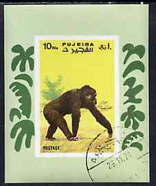 Fujeira 1971 Apes imperf m/sheet cto used, Mi BL 80B