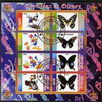 Congo 2010 Disney & Butterflies #2 perf sheetlet containing 8 values with Scout Logo fine cto used