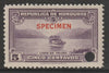 Honduras 1931 Boat on Lake Yojoa 5c unmounted mint optd SPECIMEN (13mm x 2mm) with security punch hole (ex ABN Co archives) SG 321