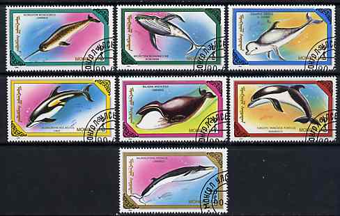 Mongolia 1990 Marine Mammals perf set of 7 very fine cto used, SG 2113-19*