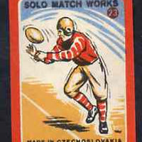 Match Box Labels - American Football (No.23 from 'Sport' set of 24) very fine unused condition (Czechoslovakian Solo Match Co Series)