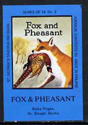 Match Box Labels - Fox & Pheasant (No.2 from a series of 18 Pub signs) dark brown background, very fine unused condition (St George's Taverns)