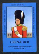 Match Box Labels - Grenadier (No.14 from a series of 18 Pub signs) dark brown background, very fine unused condition (St George's Taverns)