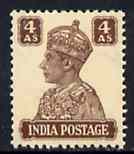 India 1940-43 KG6 def 4a brown fine unmounted mint, SG 273*