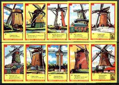 Match Box Labels - Windmills series #27 (nos 261-270) very fine unused condition (Molem Lucifers)