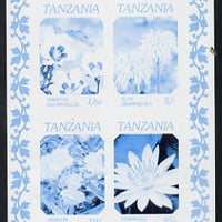 Tanzania 1986 Flowers unmounted mint imperf colour proof of m/sheet in blue & black only (SG MS 478)