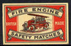 Match Box Label - Fire Engine, superb unused condition (J Masters made in 1923)