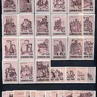 Match Box Labels - complete set of 36 Castles (pink) superb unused condition (Yugoslavian Drava series)