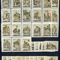 Match Box Labels - complete set of 36 Castles (olive) superb unused condition (Yugoslavian Drava series)