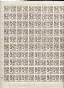 Malaya - Japanese Occupation 1943 Tapping Rubber 3c drab complete folded sheet of 100, a scarce survivor unmounted mint SG J299