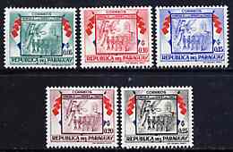 Paraguay 1957 Angel, Soldiers & Flags 5 values from 'Chako Heroes' set unmounted mint, SG 787-91*