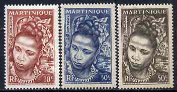 Martinique 1947 Native Woman set of 3 values from def set unmounted mint, SG 231-33*