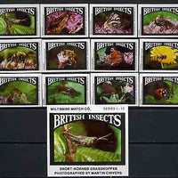 Match Box Labels - complete set of 12+1 British Insects superb unused condition (Wiltshire Match Co)