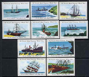 Match Box Labels - 10 Cornish Ship Wrecks (nos 31-40), superb unused condition (Cornish Match Co issued July 1970)