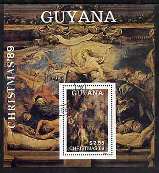 Guyana 1989 Christmas $2.55 (Madonna Surrounded by Saints by Rubens) m/sheet very fine cto used