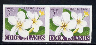 Cook Islands 1963 def 3d Frangipani Flower in unmounted mint imperf pair (as SG 165)