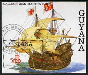 Guyana 1992 500th Anniversary of Discovery of America m/sheet (Santa Maria) very fine cto used