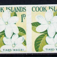 Cook Islands 1963 def 1d Tiare Maori Flower in unmounted mint imperf pair (as SG 163)