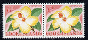 Cook Islands 1963 def 6d Hibiscus Flower in unmounted mint imperf pair (as SG 167)