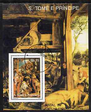 St Thomas & Prince Islands 1989 Christmas 25Db m/sheet (Painting by Rubens) very fine cto used Mi BL 225